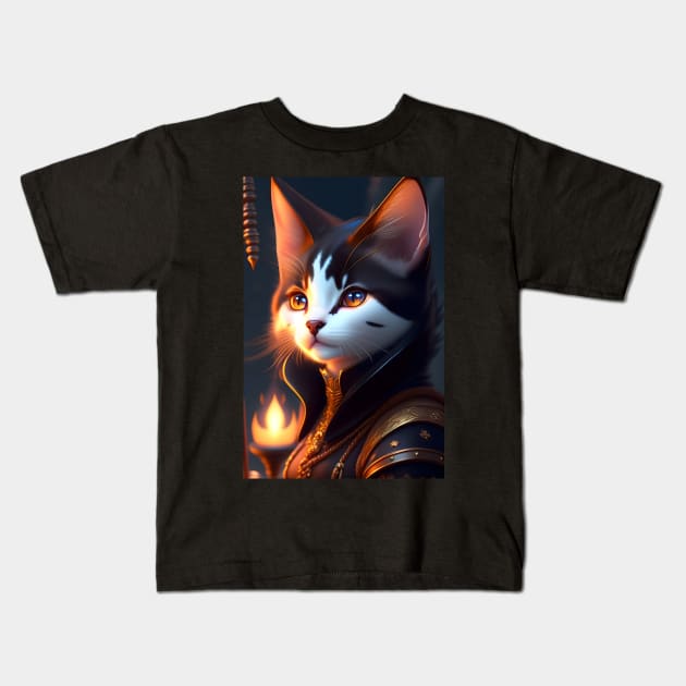 Witch Cat - Modern Digital Art Kids T-Shirt by Ai-michiart